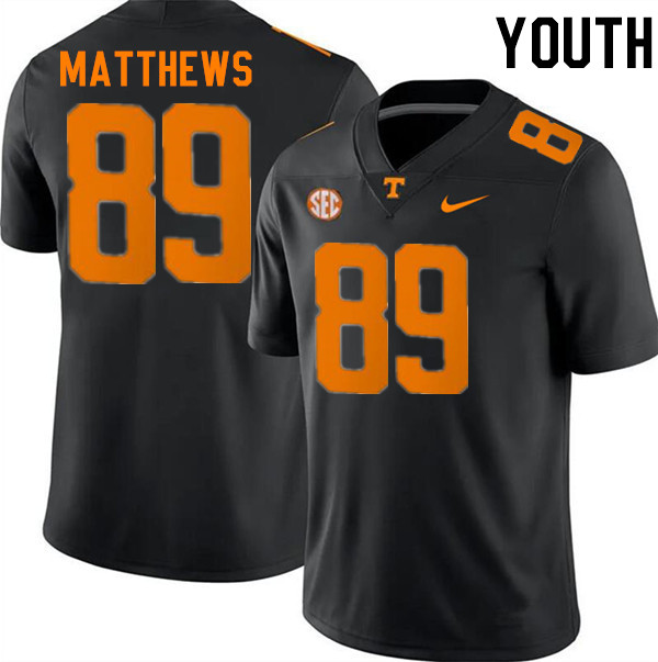 Youth #89 Mike Matthews Tennessee Volunteers College Football Jerseys Stitched-Black